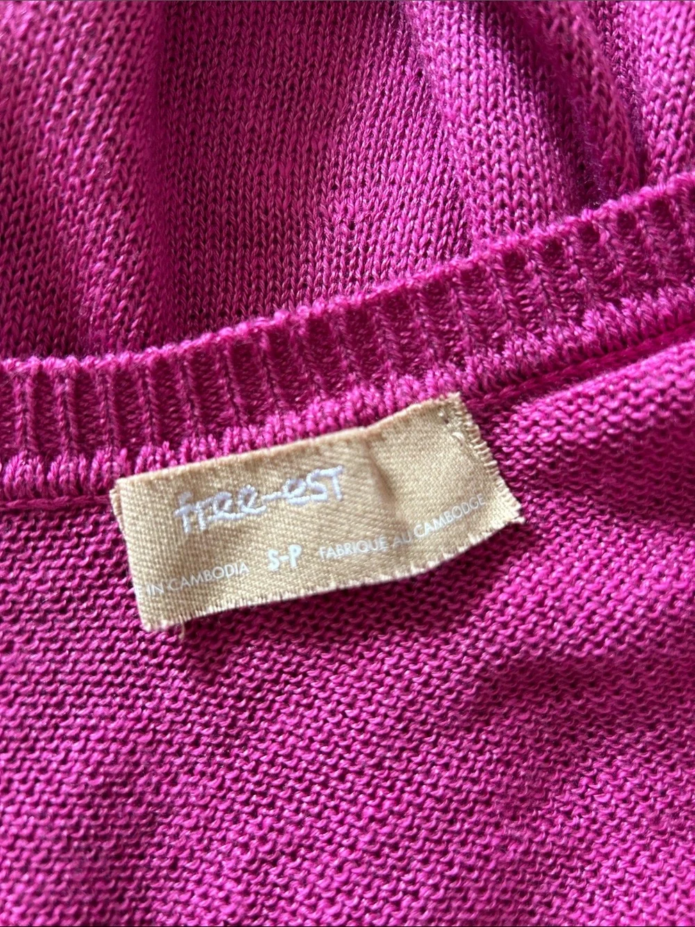 NWOT Free People Isadora Reversible V Neck Knit Hot Pink Sweater Top